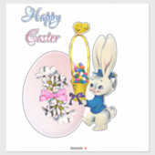 Happy Oaster Bunny Decorative Egg Korb Kick Aufkleber (Blatt)