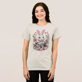 Happy Oaster Bunny (dunkelrosa) Tri-Blend Shirt (Vorderseite voll)