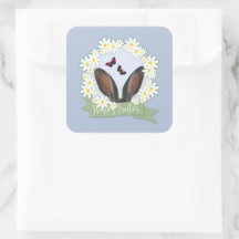 Happy Oaster Bunny Ears Daisies Wreath