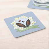 Happy Oaster Bunny Ears Daisies Wreath Rechteckiger Pappuntersetzer (angewinkelt)