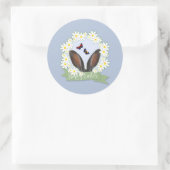 Happy Oaster Bunny Ears Daisies Wreath Runder Aufkleber (Tasche)