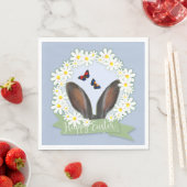 Happy Oaster Bunny Ears Daisies Wreath Serviette (Beispiel)