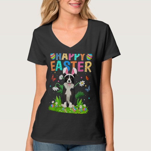 Happy Oaster Bunny Egg Funny Border Collie Dog Eas T-Shirt (Vorderseite)
