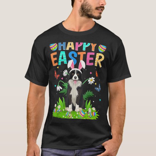 Happy Oaster Bunny Egg Funny Border Collie Dog Eas T-Shirt (Vorderseite)