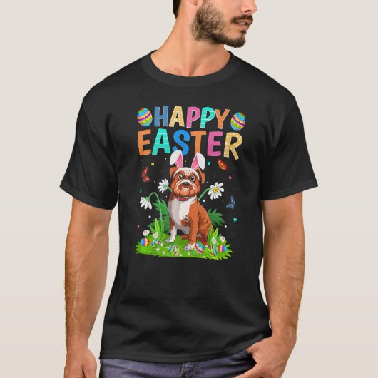 Happy Oaster Bunny Egg Funny Bulldog Ostern Sonnta T-Shirt (Vorderseite)