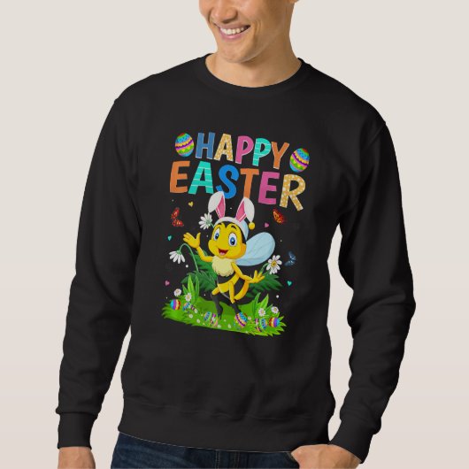 Happy Oaster Bunny Egg Funny Bumble Bee Ostersonne Sweatshirt (Vorderseite)