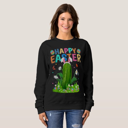 Happy Oaster Bunny Egg Funny Cucumber Osterfest Sweatshirt (Vorne ganz)