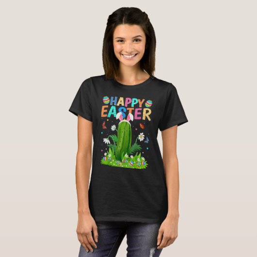 Happy Oaster Bunny Egg Funny Cucumber Osterfest T-Shirt (Vorne ganz)
