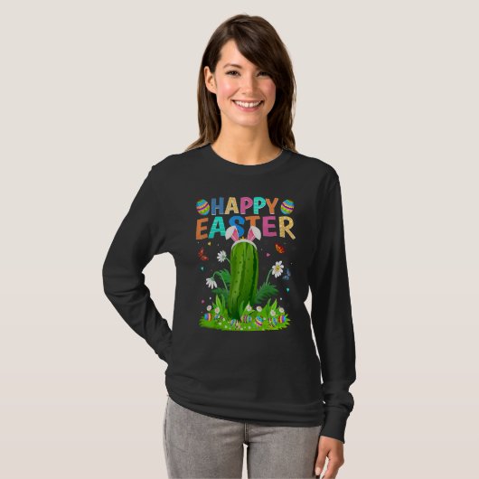 Happy Oaster Bunny Egg Funny Cucumber Osterfest T-Shirt (Vorne ganz)