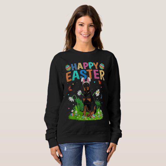 Happy Oaster Bunny Egg Funny Doberman Dog Oaster S Sweatshirt (Vorne ganz)