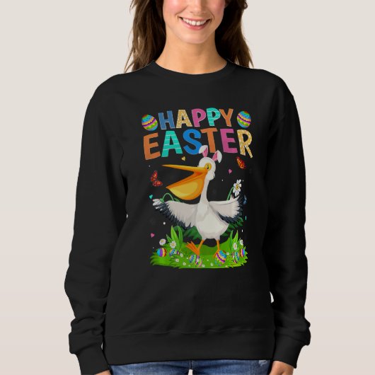 Happy Oaster Bunny Egg Funny Pelican Bird Oster S Sweatshirt (Vorderseite)