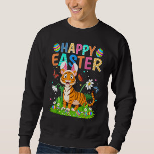 Happy Oaster Bunny Egg Funny Tiger Ostern Sonntag Sweatshirt