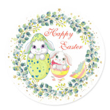 Happy Oaster Bunny Egg Green Kranz Foliage