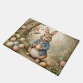 Happy Oaster Bunny Eggs Basket Illustration Fußmatte (Schrägansicht)
