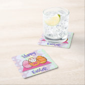 Happy Oaster Bunny Eggs Basket Niedlich Ostern Rechteckiger Pappuntersetzer (Vor Ort)