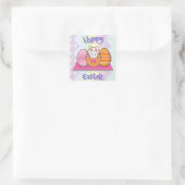 Happy Oaster Bunny Eggs Basket Quadratischer Aufkleber (Tasche)