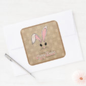 Happy Oaster Bunny Face Neutral Polka Dots Quadratischer Aufkleber (Umschlag)