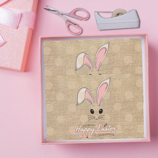 Happy Oaster Bunny Face Neutral Polka Dots Seidenpapier