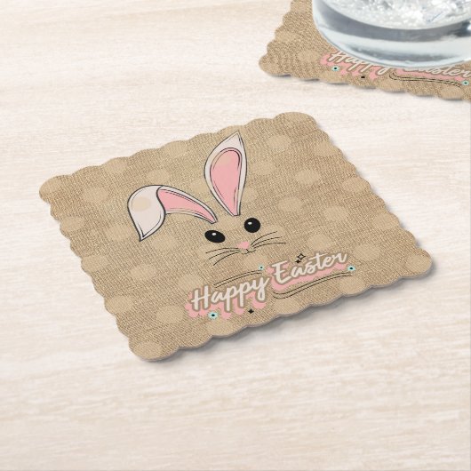 Happy Oaster Bunny Face Neutral Polka Dots Untersetzer (angewinkelt)