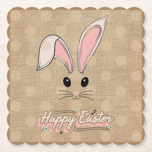 Happy Oaster Bunny Face Neutral Polka Dots Untersetzer (Vorderseite)