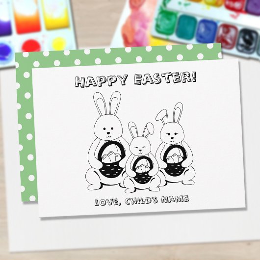 Happy Oaster Bunny Family Coloring Page