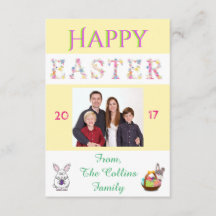 Happy Oaster Bunny Family Foto Card individuell an