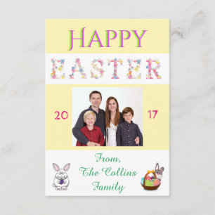 Happy Oaster Bunny Family Foto Card individuell an Einladung