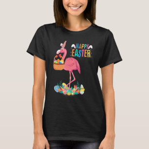 Happy Oaster Bunny Flamingo mit Ostereier Korb T-Shirt