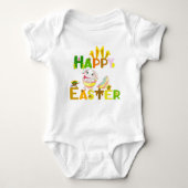 Happy Oaster Bunny Floral Egg Bunte Elegante Spaß Baby Strampler (Vorderseite)