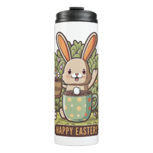 Happy Oaster Bunny Floral Egg Jagen Kaffee Lover Thermosbecher