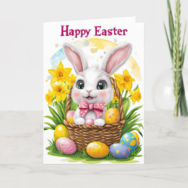 Happy Oaster Bunny Floral Holiday Card Feiertagskarte