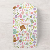 Happy Oaster Bunny Floral Pattern All In One Einladung (Außenbereich)