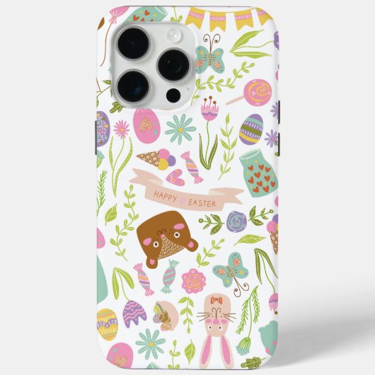 Happy Oaster Bunny Floral Pattern Case-Mate iPhone Hülle (Rückseite)