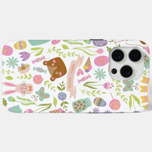 Happy Oaster Bunny Floral Pattern Case-Mate iPhone Hülle (Rückseite (Horizontal))