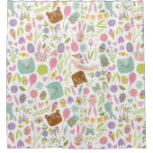 Happy Oaster Bunny Floral Pattern Duschvorhang (Vorderseite)