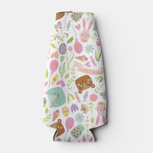 Happy Oaster Bunny Floral Pattern Flaschenkühler (Vorderseite)