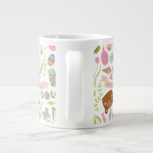 Happy Oaster Bunny Floral Pattern Jumbo-Tasse (Rückseite)