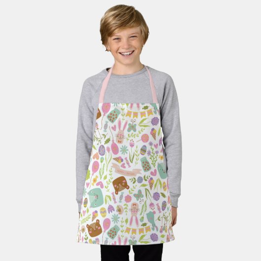 Happy Oaster Bunny Floral Pattern Schürze (Getragen)
