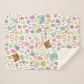 Happy Oaster Bunny Floral Pattern Sherpadecke (Vorderseite (Horizontal))