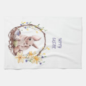 Happy Oaster Bunny Floral Wreath Küchentuch (Horizontal)