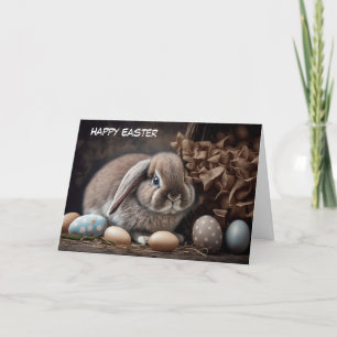 Happy Oaster Bunny Folded Holiday Card Feiertagskarte
