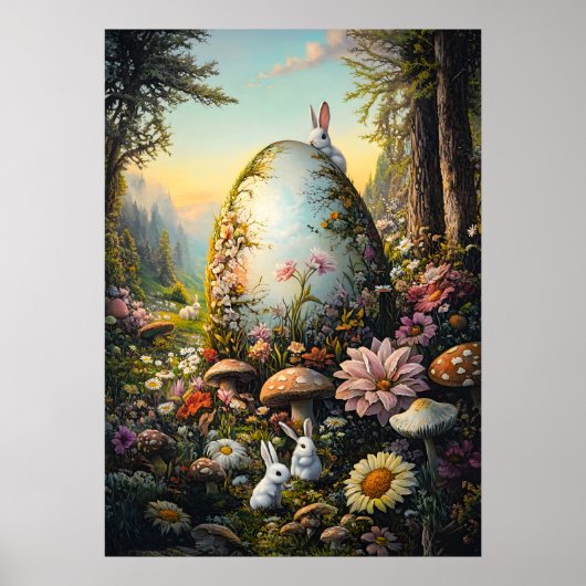 Happy Oaster Bunny Forest Rabbit Wall Art Poster (Vorne)