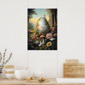 Happy Oaster Bunny Forest Rabbit Wall Art Poster (Küche)