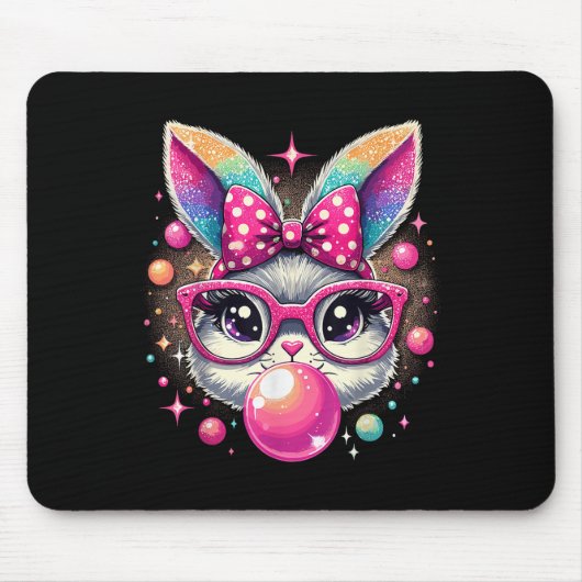 Happy Oaster Bunny Gefärbte Krawatte Coquette Bow Mousepad (Vorne)