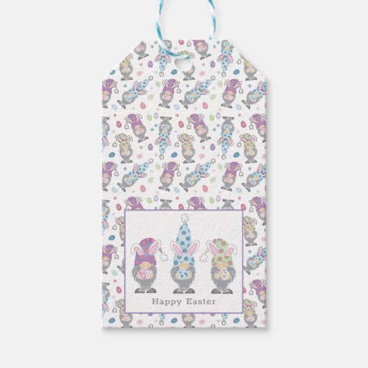 Happy Oaster Bunny Gnomes Geschenkanhänger (Vorderseite)