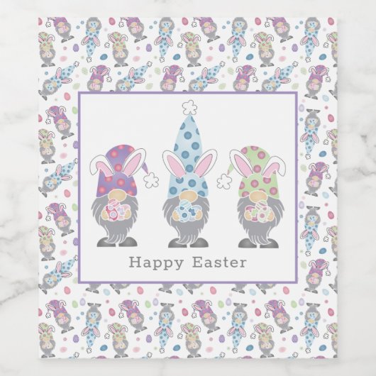Happy Oaster Bunny Gnomes Weinetikett (Einzelnes Label)