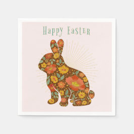 Happy Oaster Bunny Gold Pink farbenfroh Serviette