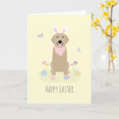 Happy Oaster Bunny Golden Retriever Karte (Gelbe Blume)