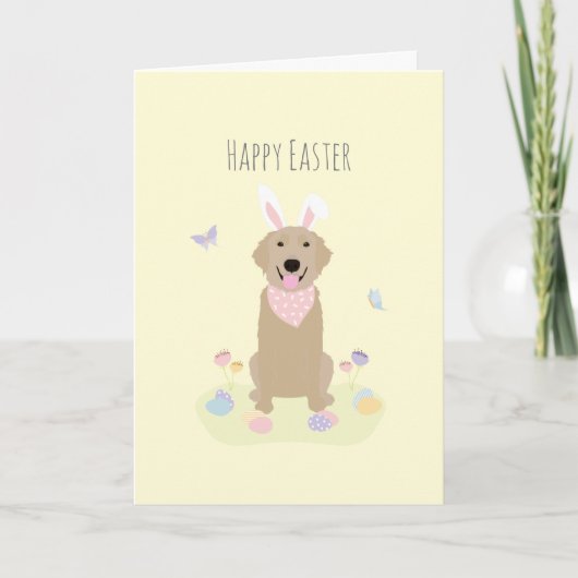 Happy Oaster Bunny Golden Retriever Karte (Vorderseite)
