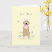 Happy Oaster Bunny Golden Retriever Karte (Gelbe Blume)